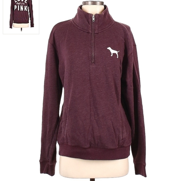 Victoria's Secret VS PINK Maroon Sweatshirt Spellout Graphic Logo Women's Small - Picture 1 of 9